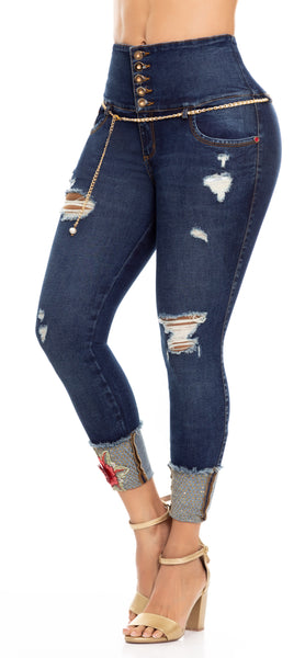 Jeans Colombiano Levanta Cola Destroyed Ref 502805