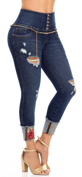 Jeans Colombiano Levanta Cola Destroyed Ref 502805