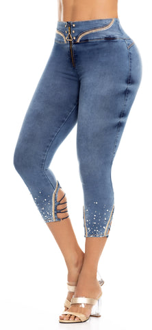 Jeans de Moda Tallas Grandes con Faja Interna Levanta Cola JMC-380 - Jeans  de Moda Colombia