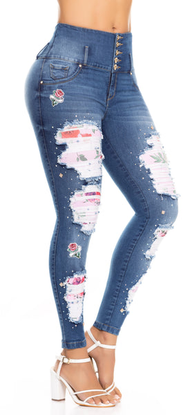 Jeans Colombiano Levanta Cola Destroyed Ref 502955