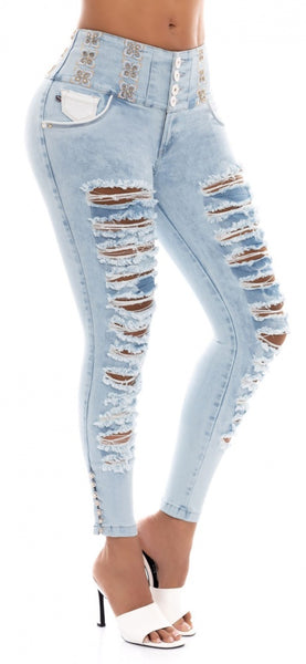 Jeans Colombiano Levanta Cola Destroyed Ref 903529