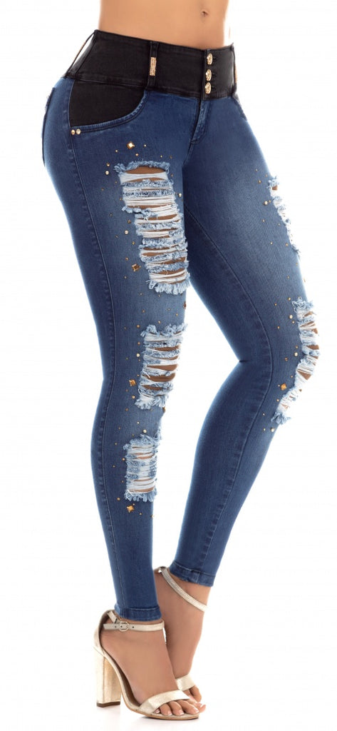 Jeans Colombiano Levanta Cola Destroyed Ref 904089 – Moda