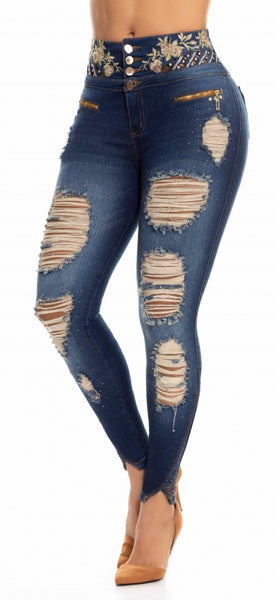 Jeans Colombiano Levantacola Destroyed Ref 707427