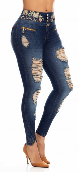 Jeans Colombiano Levantacola Destroyed Ref 707427