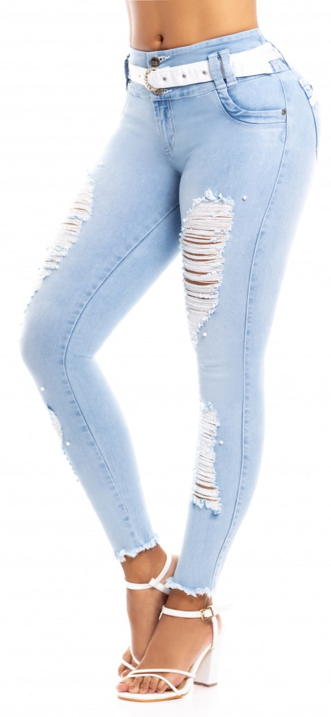 Jeans Colombiano Levantacola Destroyed Ref 63542
