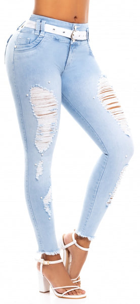 Jeans Colombiano Levantacola Destroyed Ref 63542