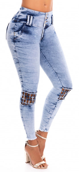 Jeans Colombiano Levantacola Pedreria Ref 63574