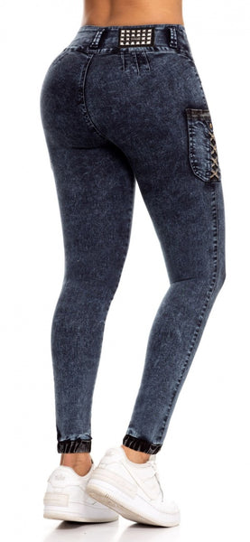 Jeans Colombiano Levantacola Pedreria Ref 63632