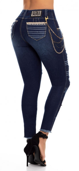 Jeans Colombiano Levantacola Pedreria Ref 63672