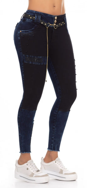 Jeans Colombiano Levantacola Contraste De Tela Ref 63707