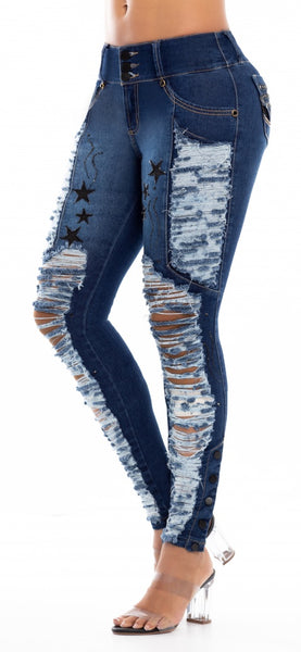 Jeans Colombiano Levanta Cola Destroyed Ref 802478