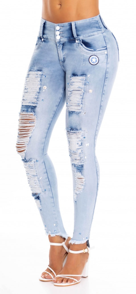 Jeans Colombiano Levanta Cola Destroyed Ref 802688