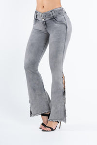 Jeans Colombiano Levantacola Bota Campana Decorado Ref 63563